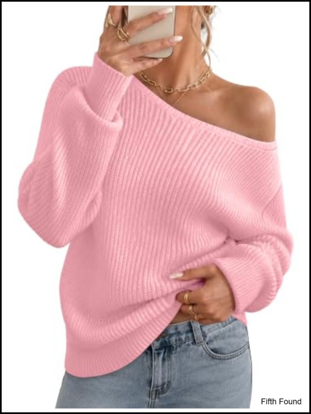 Women's Off Shoulder Sweater Long Sleeve Crochet Knit Pullover Fall